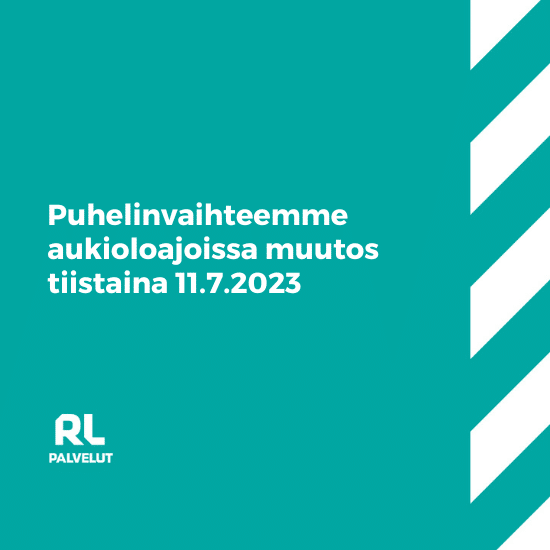 Puhelinvaihteemme aukioloajoissa muutos 11.7.2023.